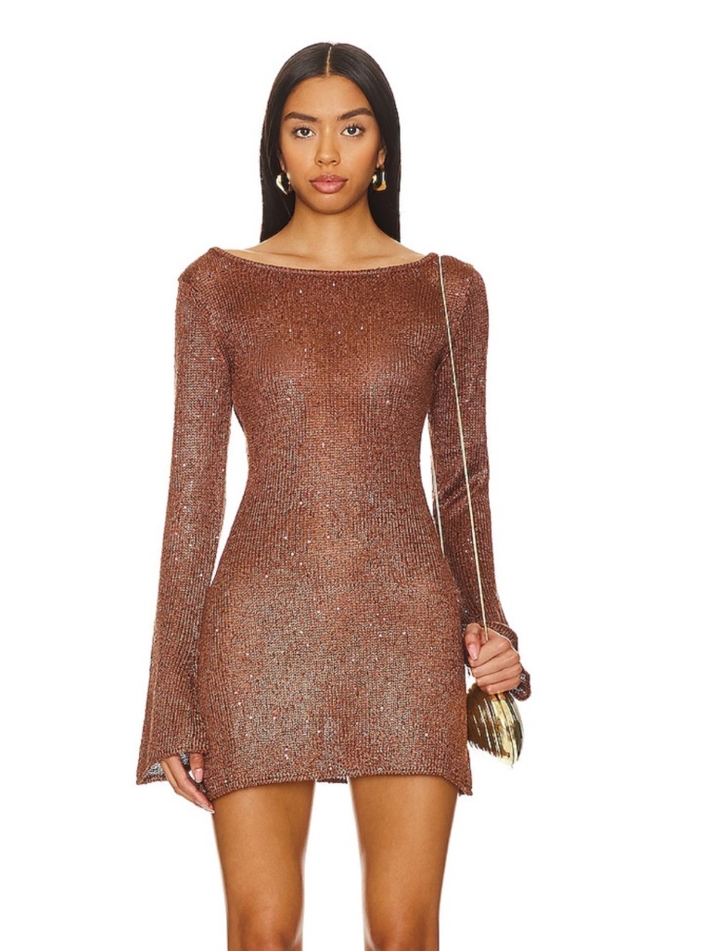ASTA Resort Maya Sleeve Mini Dress - Chocolate
